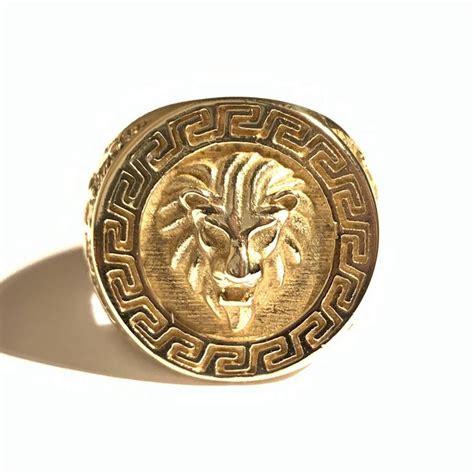 mens versace style gold plated lion ring|Gianni Versace.